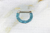14G Double Line Aqua Stones 12MM Septum Clicker Ring. Septum Piercing. Septum Jewelry. Septum Ring. Nose Ring.